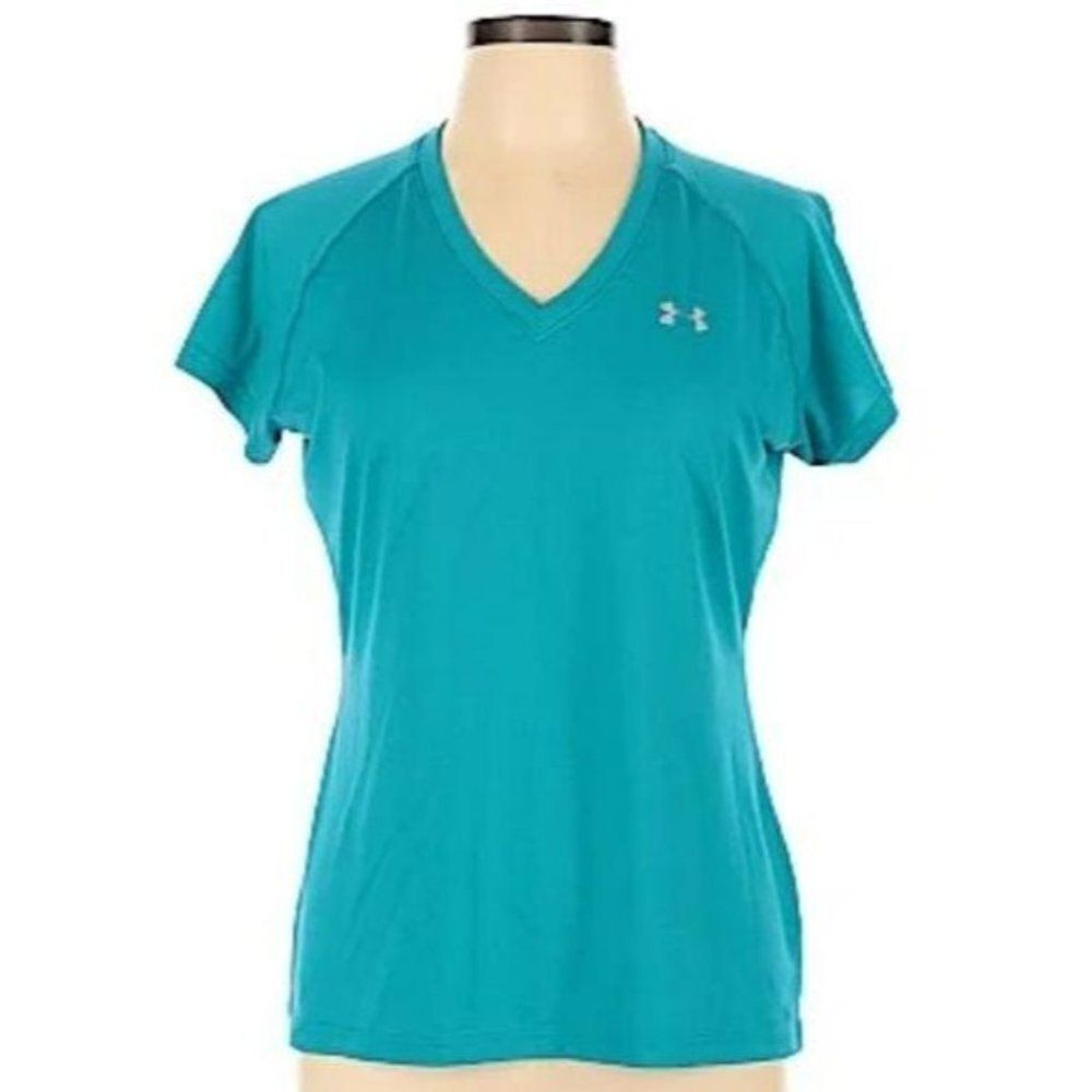 Under Armour Fitted Heat Gear Shirt Blue Small